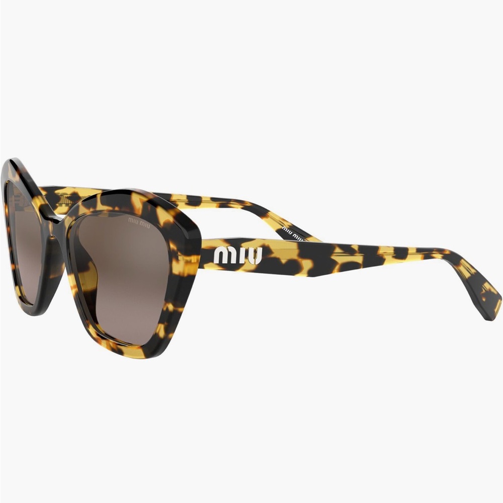 Miu Miu Brown and Yellow Patterned Sunglasses 55mm